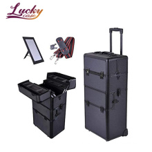 High quality 2 in 1 makeup trolley case detectable makeup case travel portable suitcase multifunction organizer